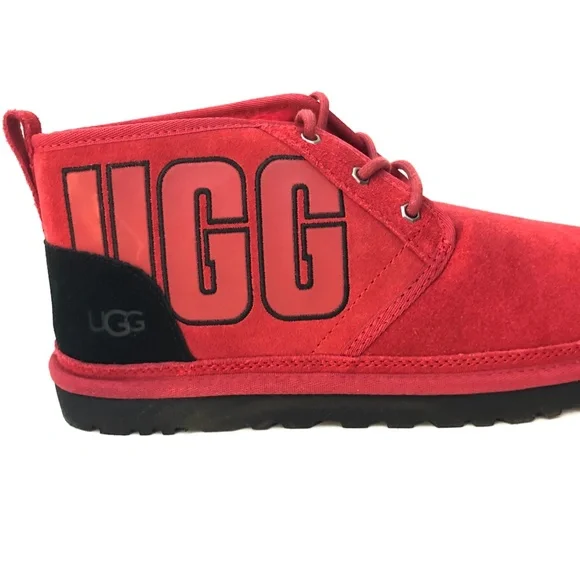 UGG Neumel Graphic Outline Ankle Chukka Suede Boots Mens Sz 11 Samba Red 1130715